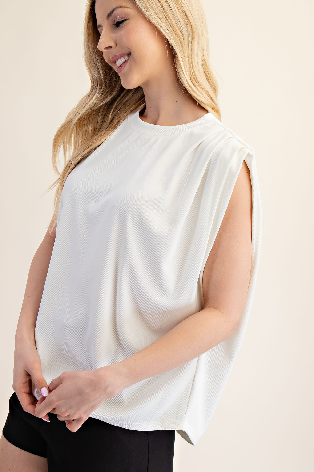 Pleated Shoulder Oversized Top