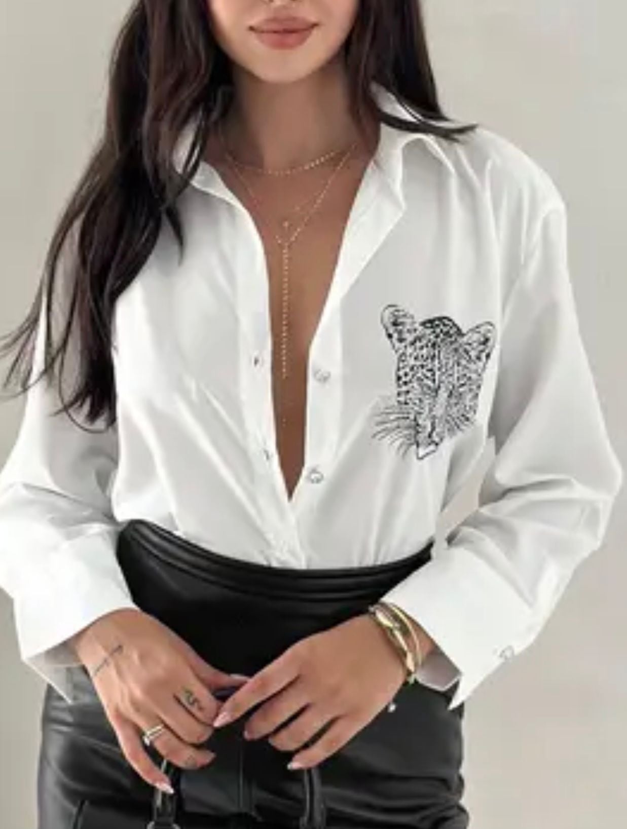 LEOPARD WHITE SHIRT