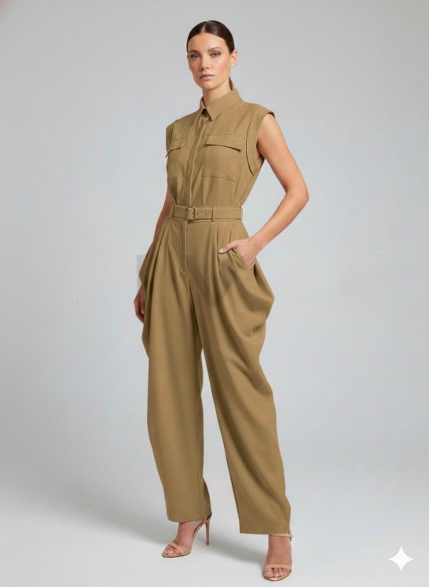 Ruched Safari Jumpsuit