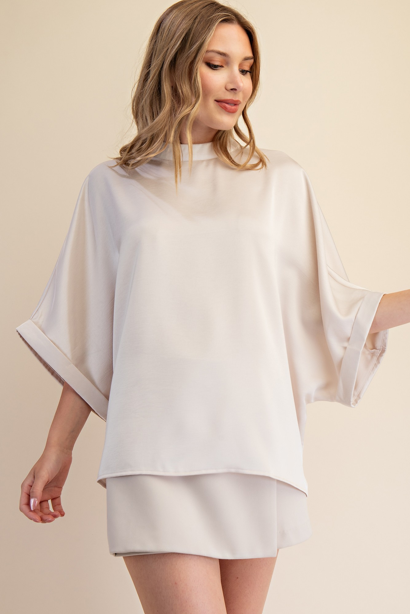 Mock Neck Oversize Top
