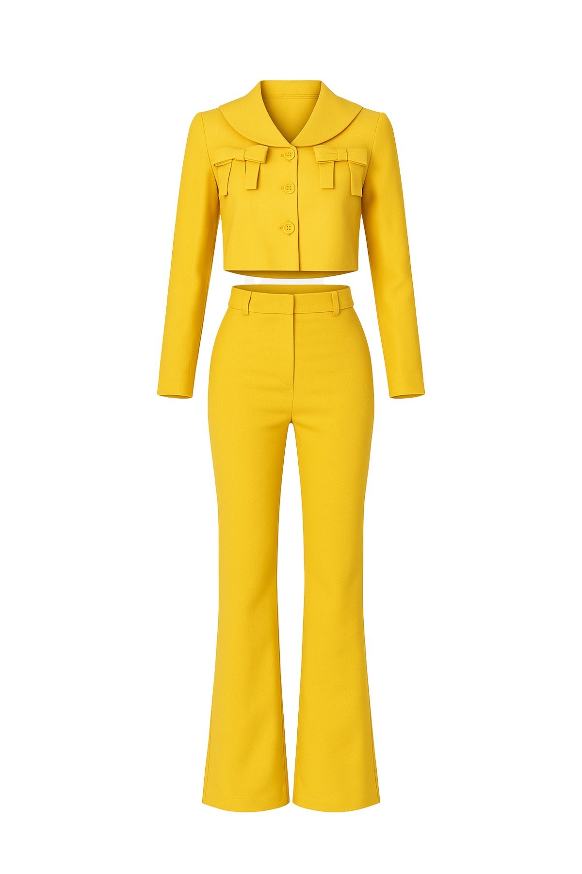 Tweed Jacket With Ribbon And Pants Set