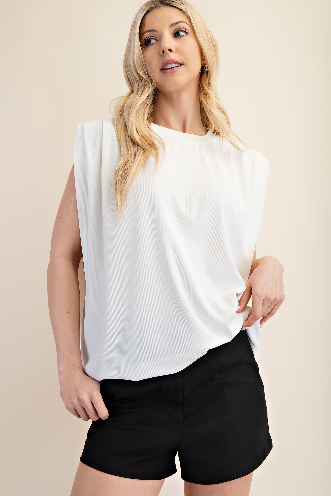 Pleated Shoulder Oversized Top