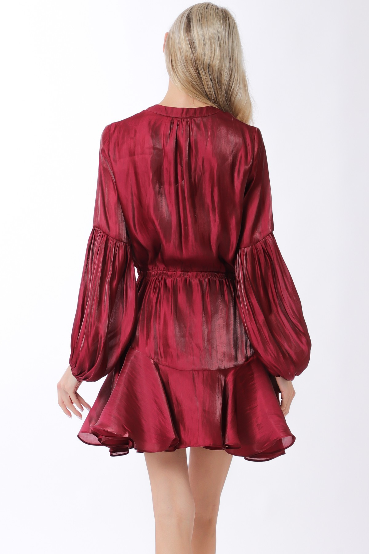 Long Sleeve Button Down Tie Mini Dress
