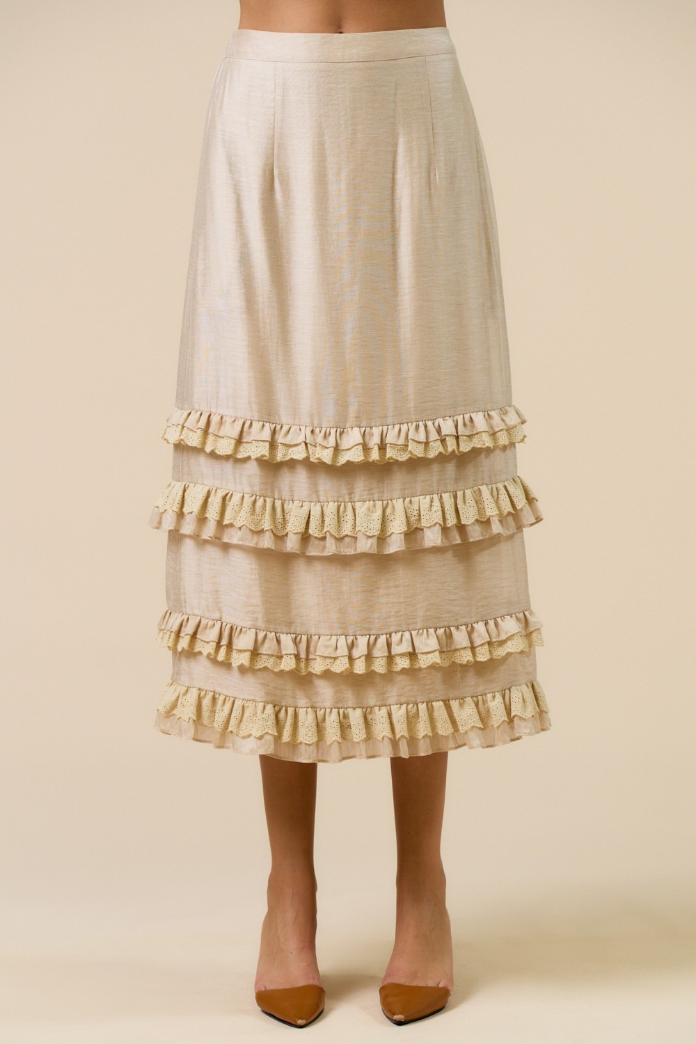 Ruffled Button-down Cropped Set