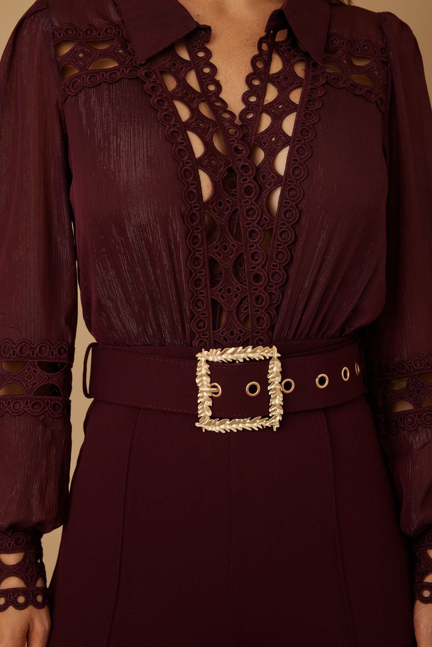 Crochet Detailed Woven Top Fashon Jumpsuit