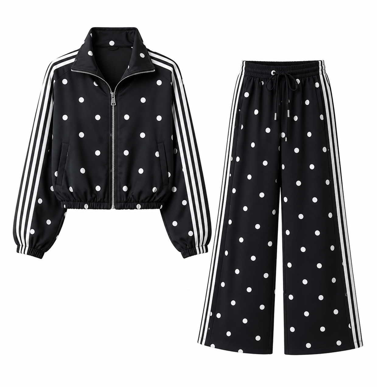 POLKA DOT BOMBER JACKET AND PANTS SET
