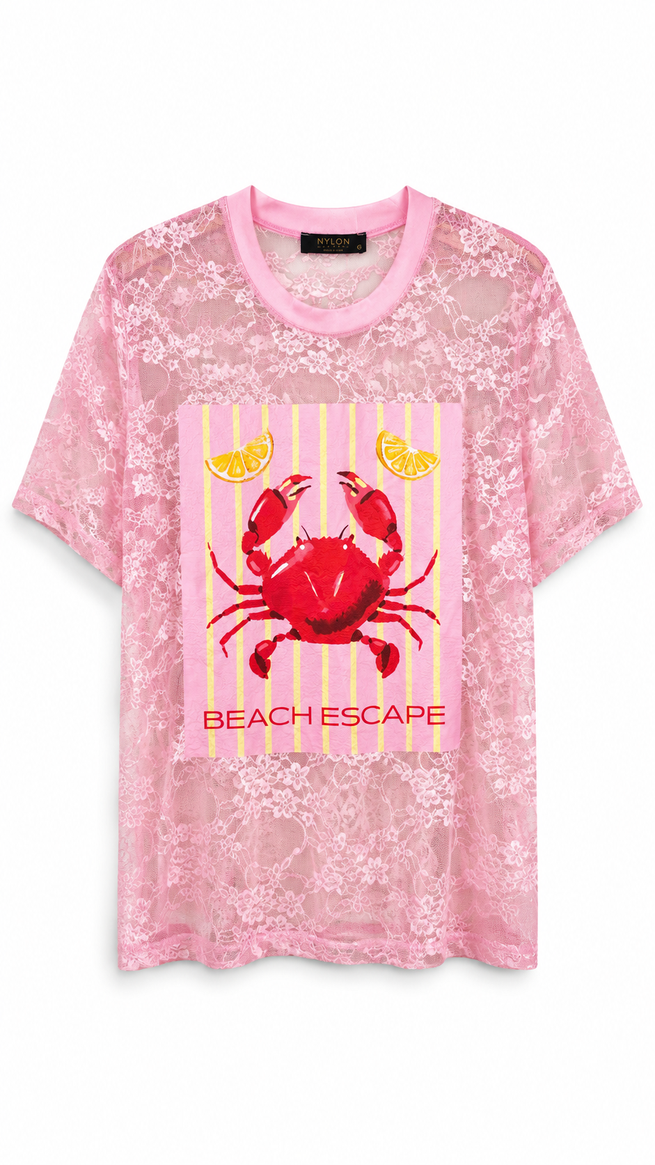 Lace Crab Print Oversize T Shirts