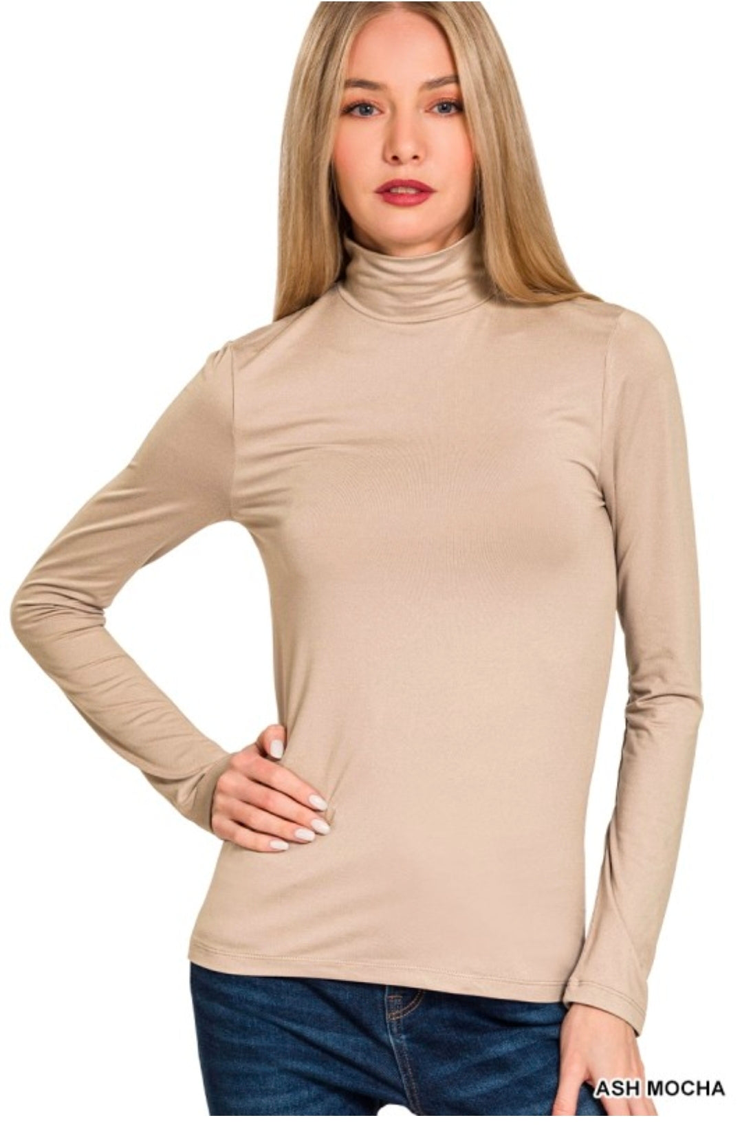 Basic Premium Microfiber Mock Neck Top