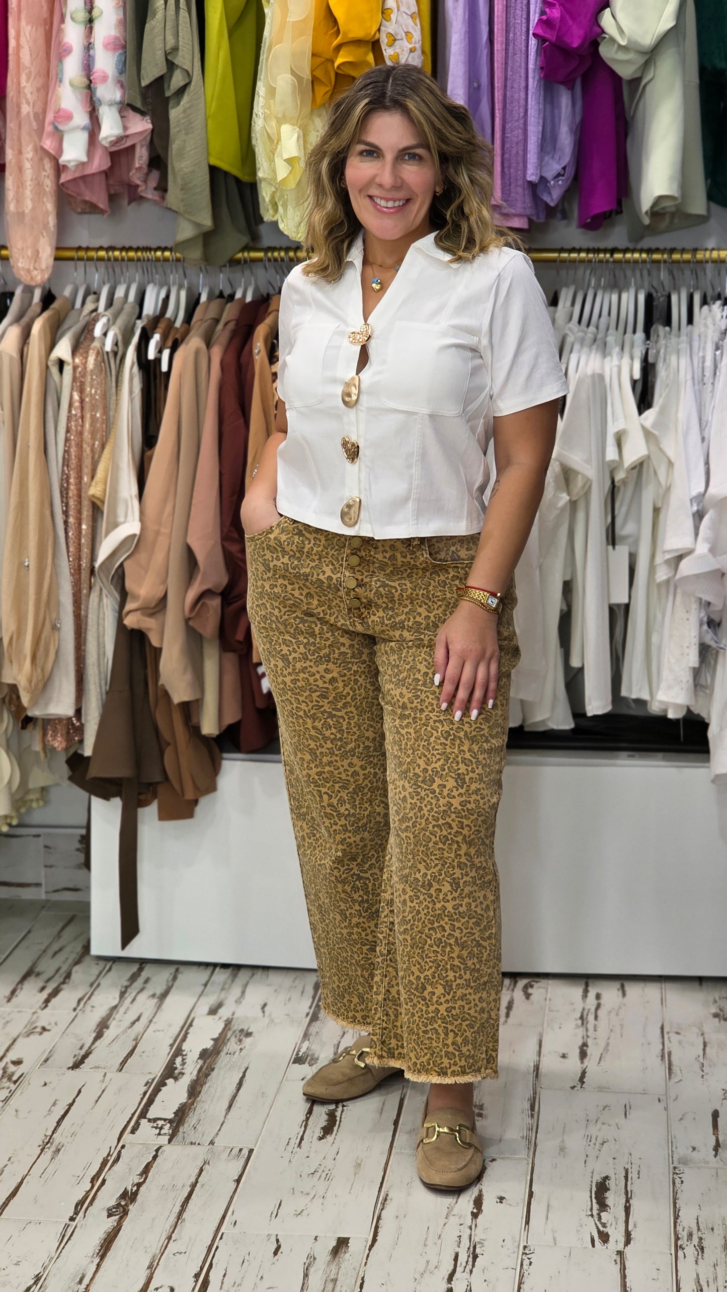 GOLD ACCENT DENIM TOP