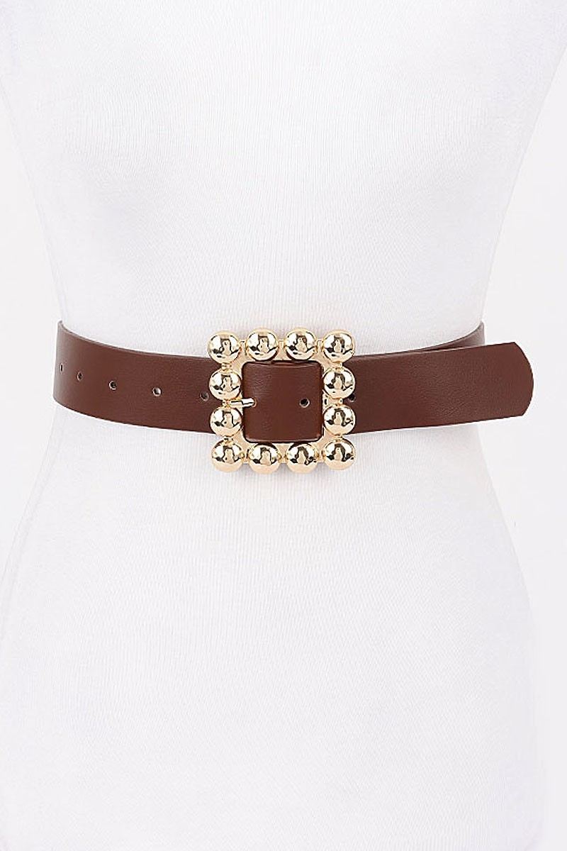 Metal Square Buckle PU Belt