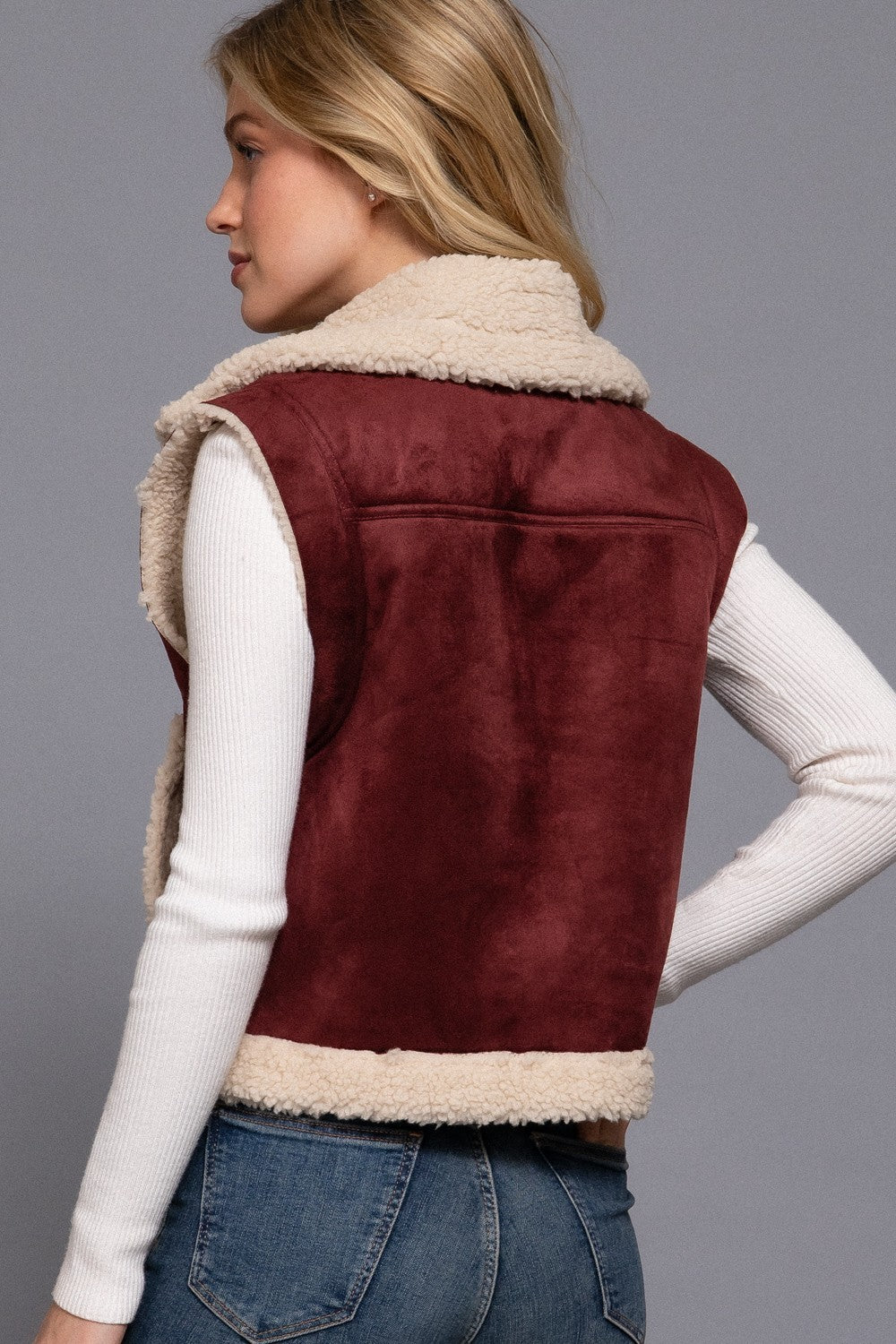 Faux Leather Inner Fur Vest