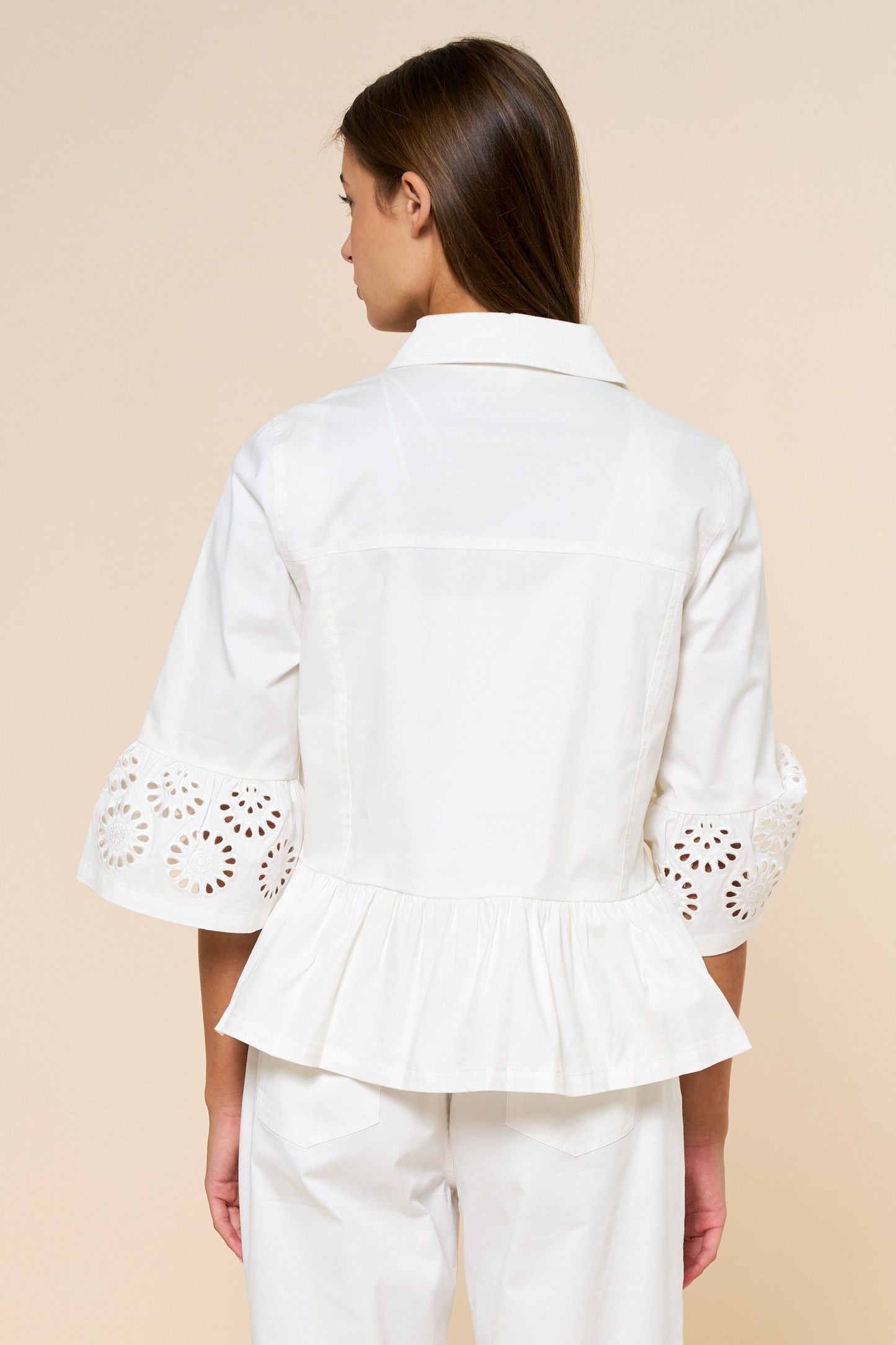 Floral Embroidery Hem Peplum Top AND pants set