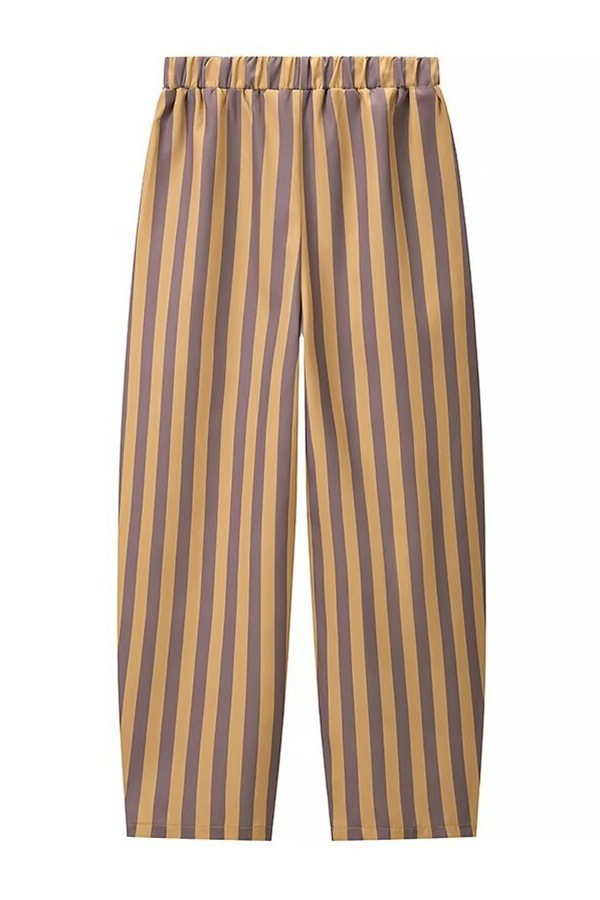Striped V-neck Blouse And Pants Set