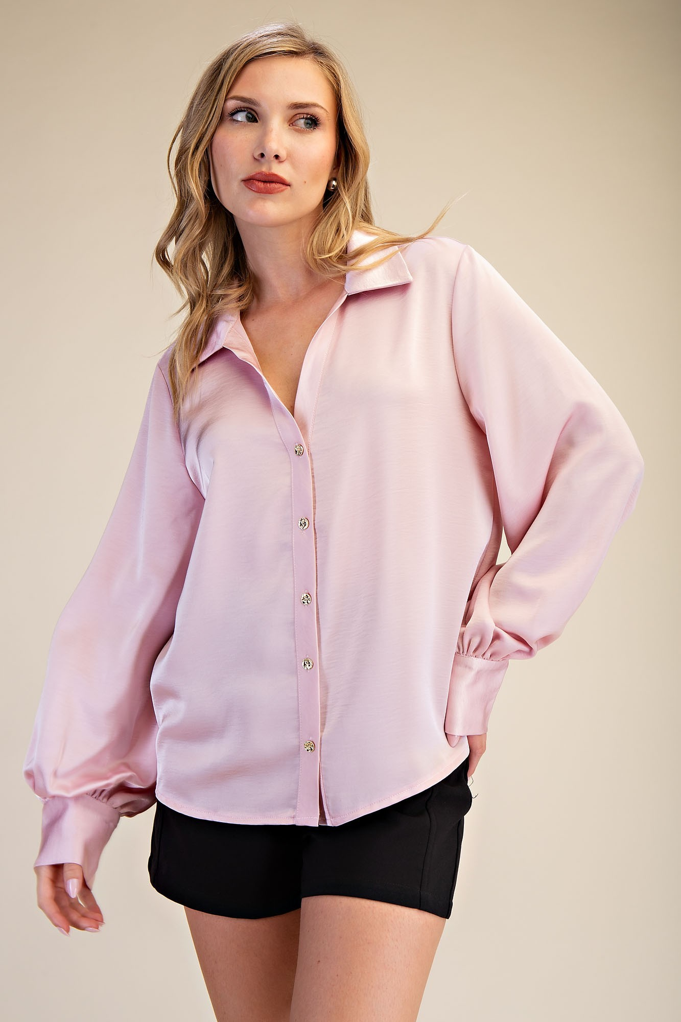 V-neck Collar Neck Button Down Shirt