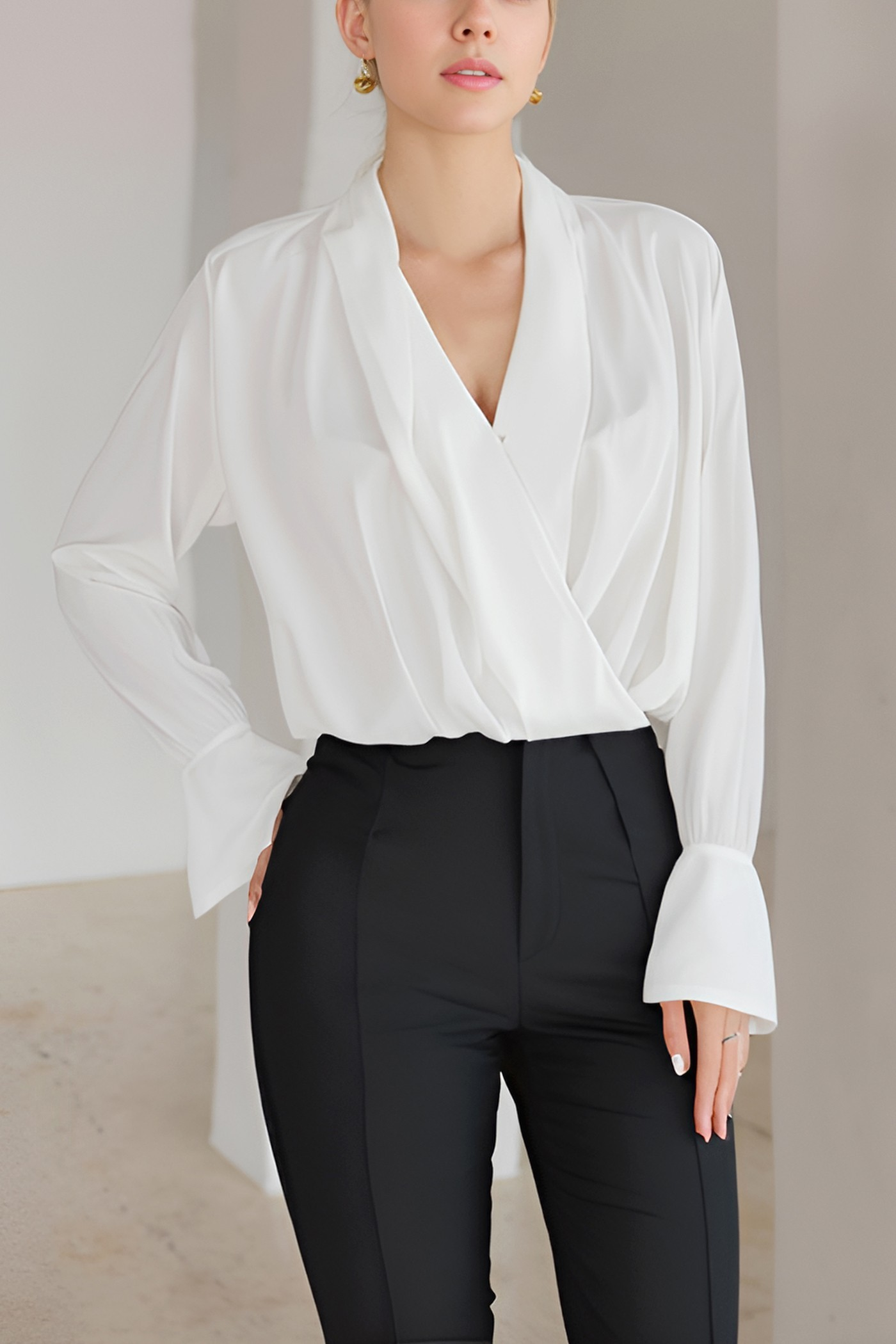 Draped Satin Blouse