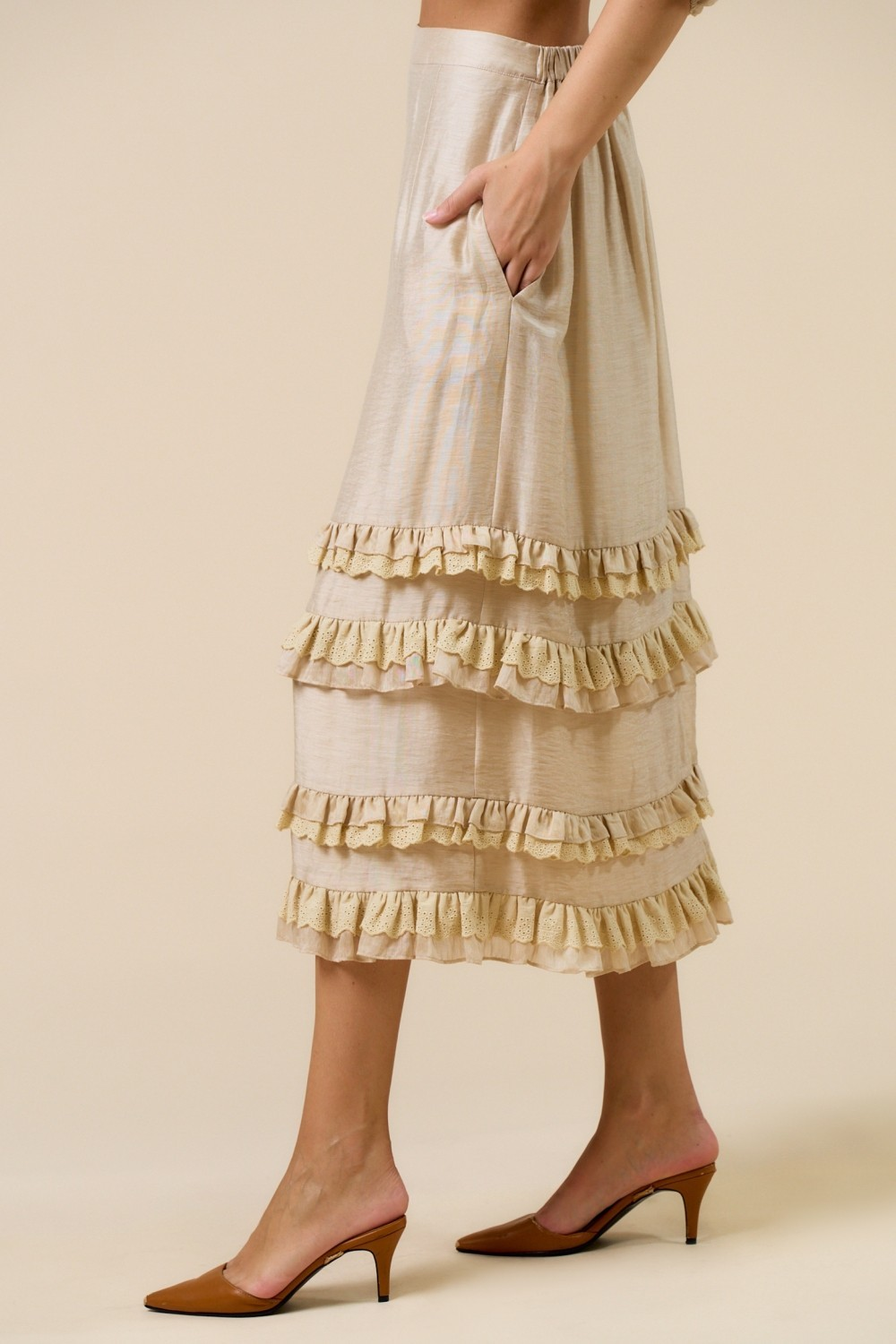 Ruffled Button-down Cropped Set