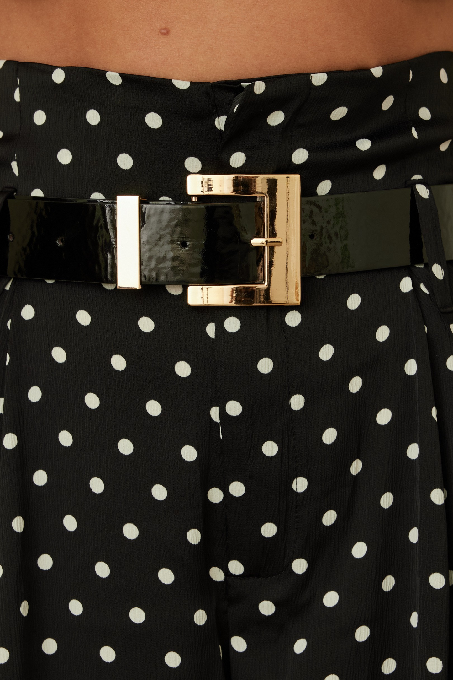 High Waist Woven Polka Dot Print Pants