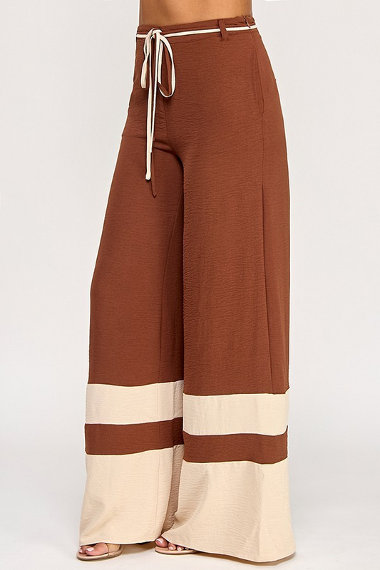 Color Contrast Wide Pants