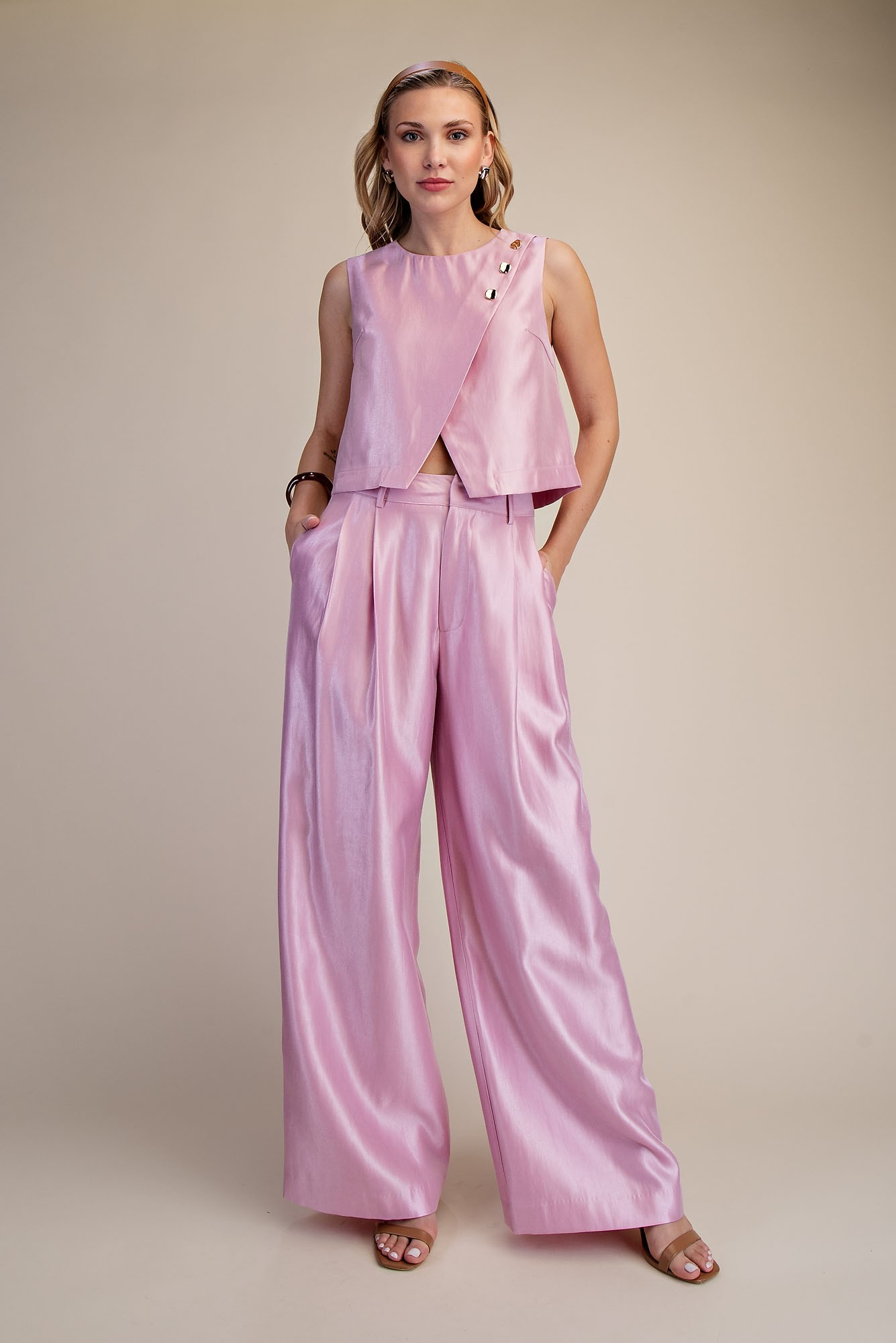 High-waisted Double Pleat Pants