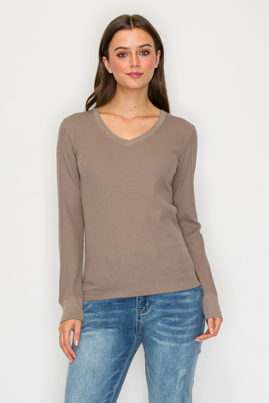 Long Sleeve V-neck Thermal Top