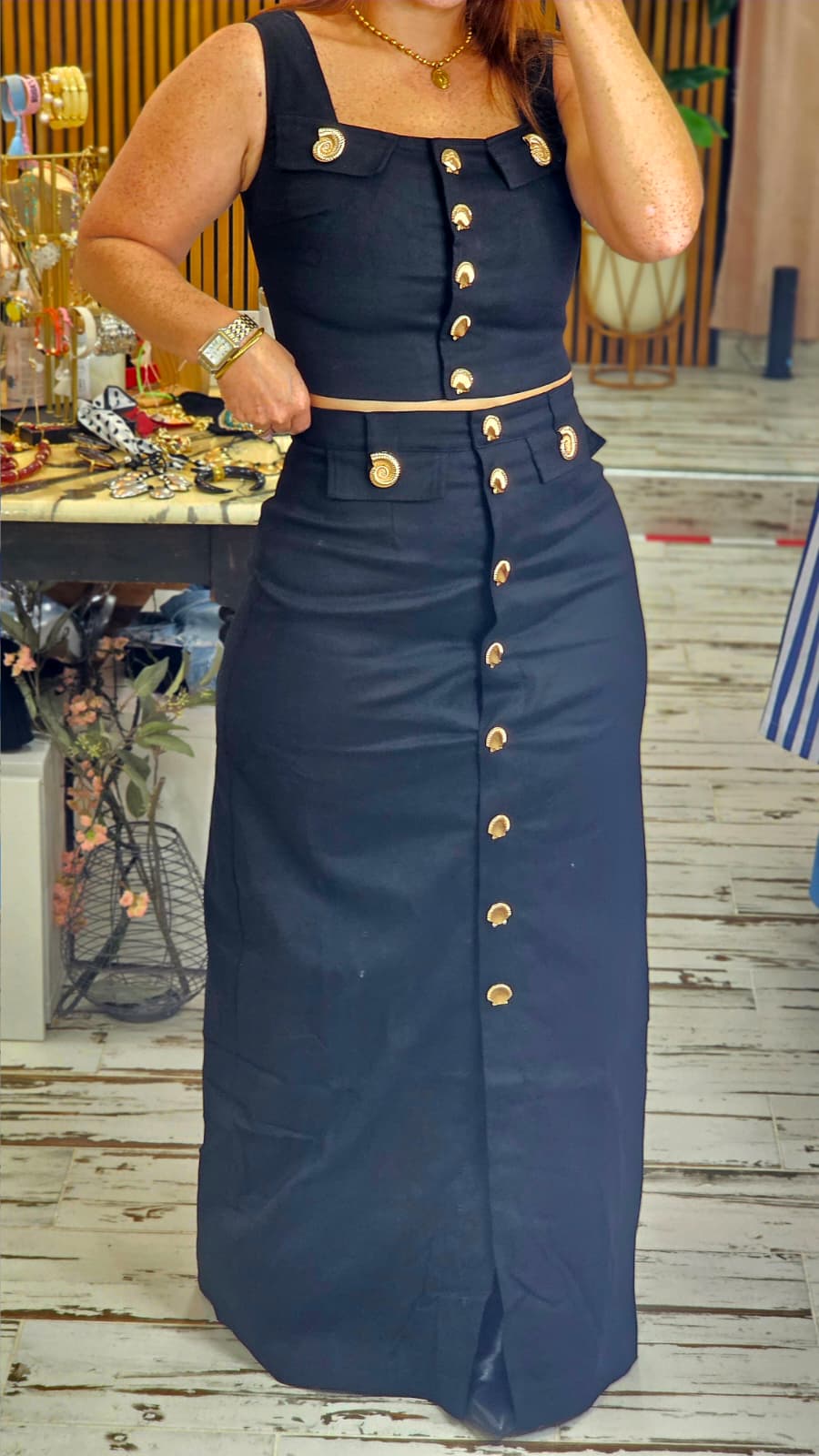 SEASHELL TOP AND MAXI SKIRT SET