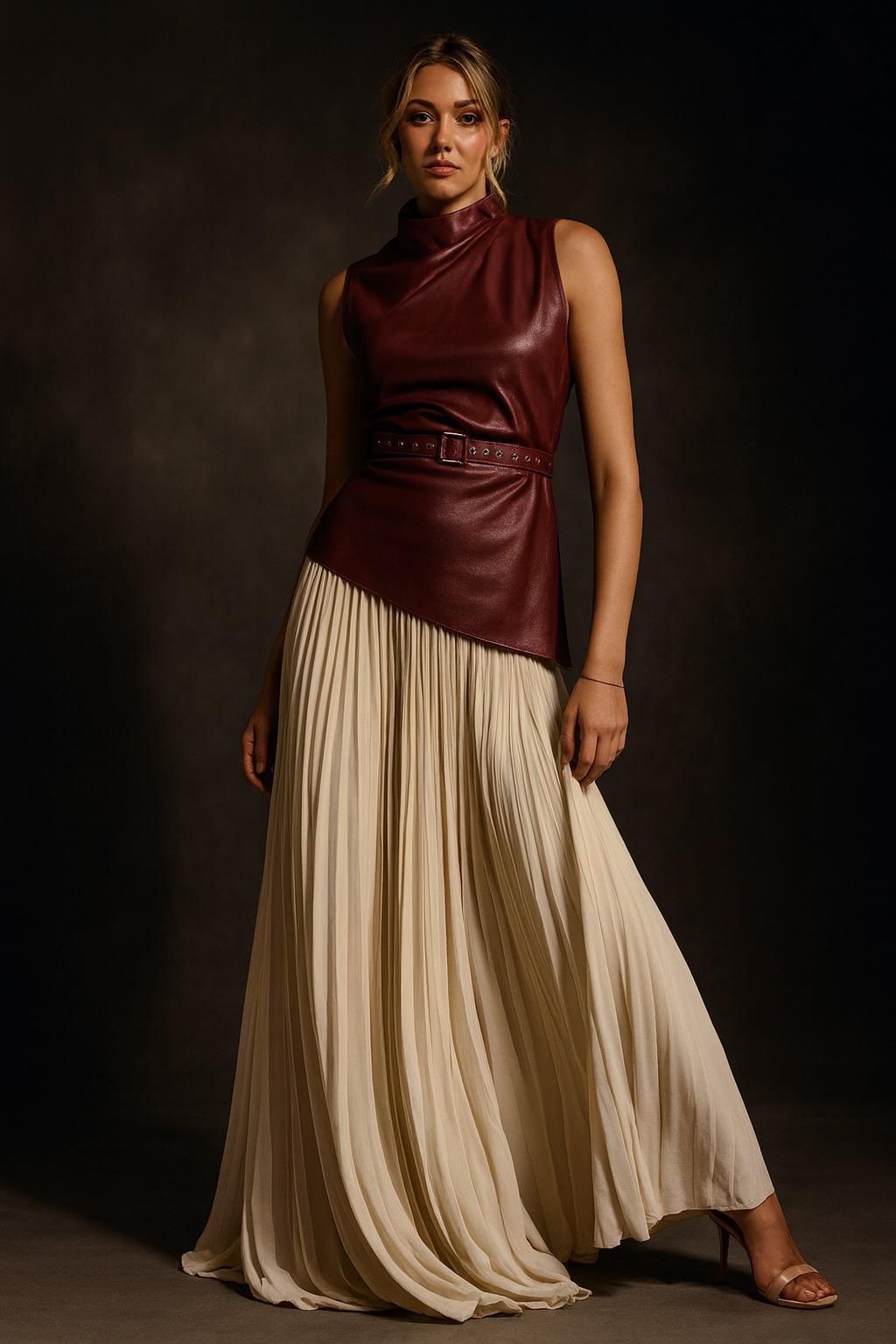 Top And Pleated Skirt Set