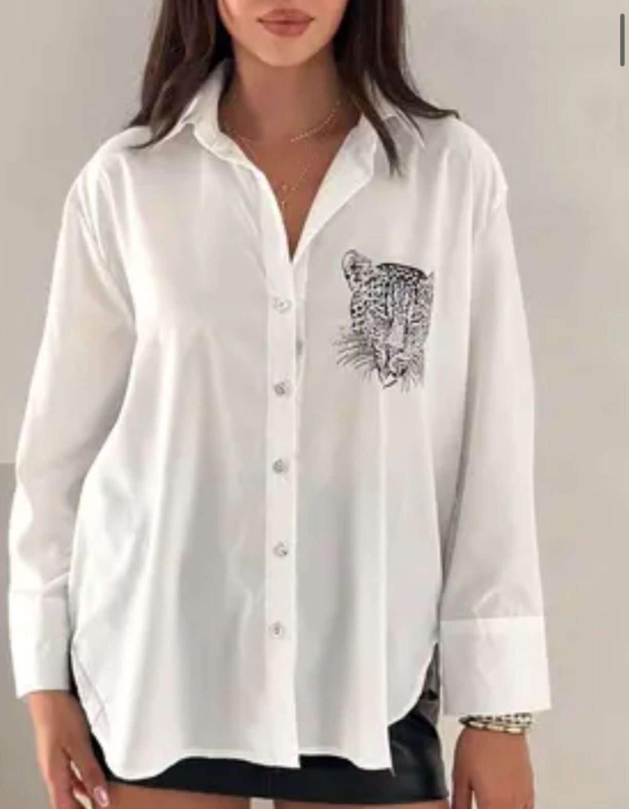 LEOPARD WHITE SHIRT