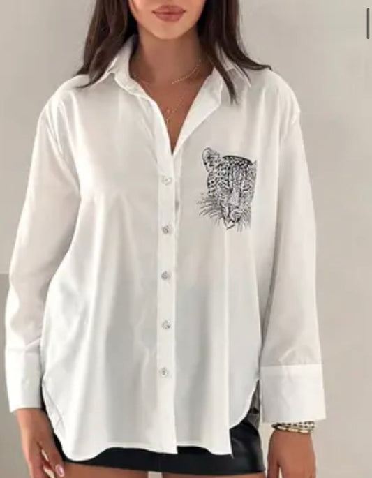 LEOPARD WHITE SHIRT