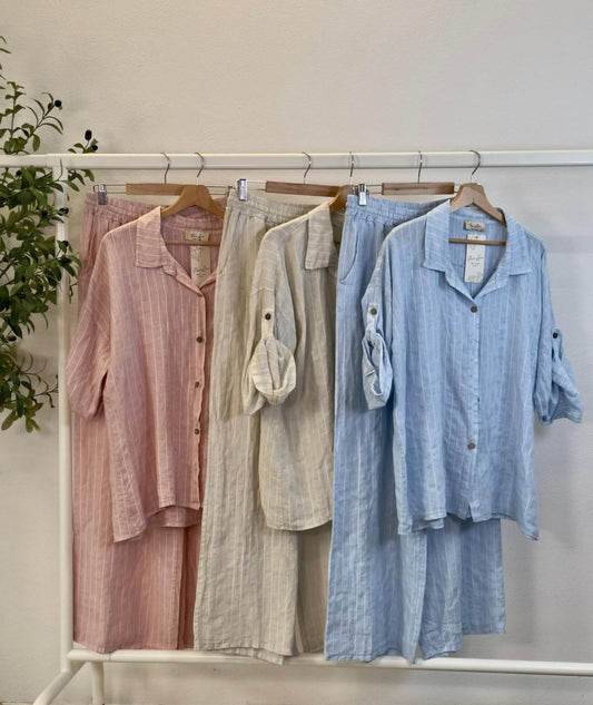 Striped italy linen set