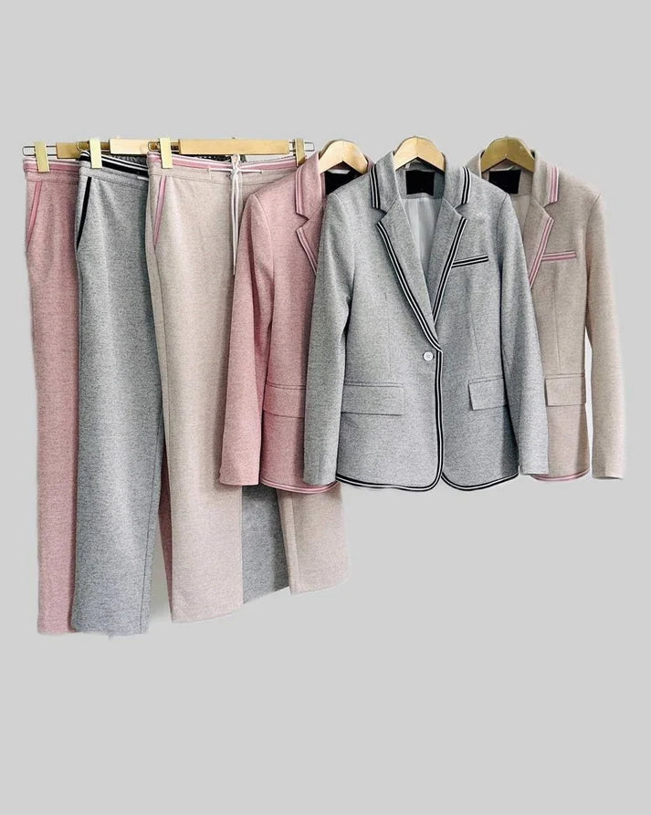 Contrast Trim Suit Set