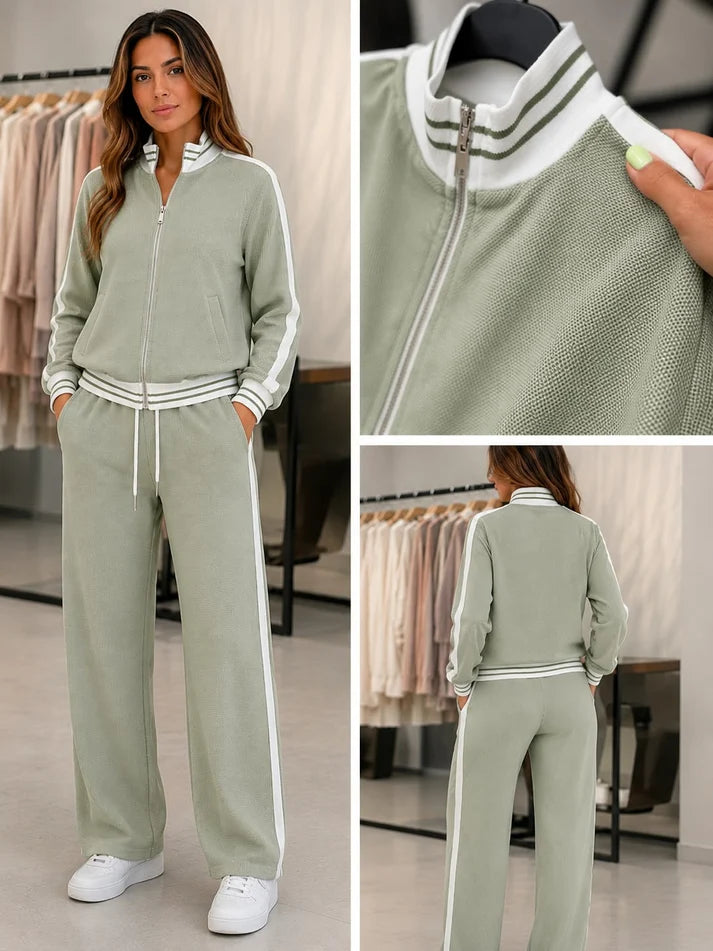 Sage contrast knit set