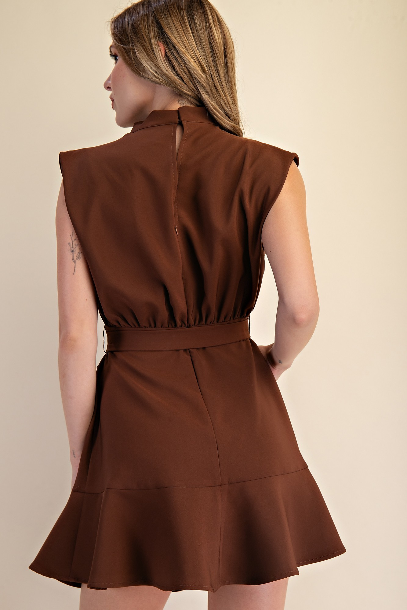 Cowl Neck Sleeveless Mini Dress