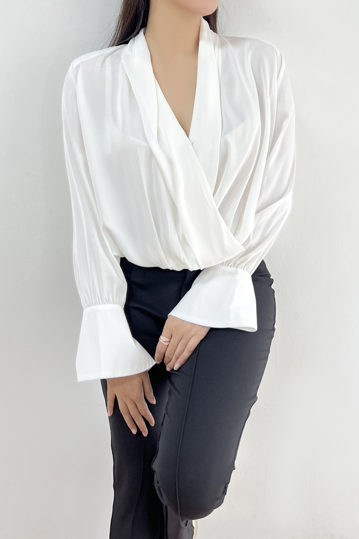 Draped Satin Blouse