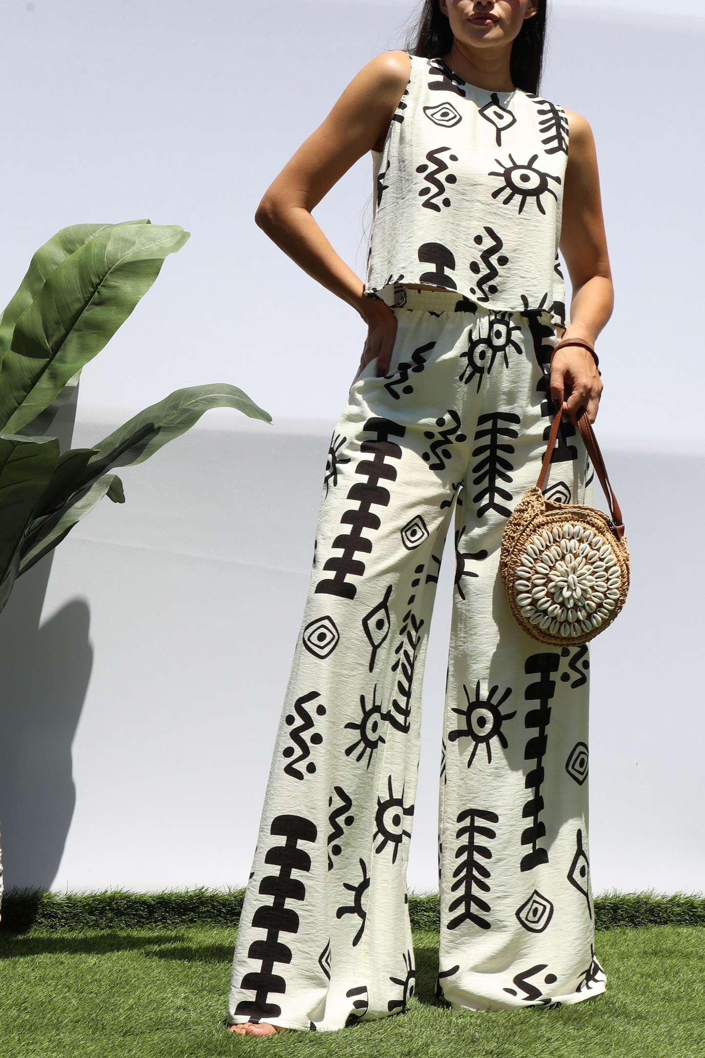 Printed Loose Fit Top And Pants Set