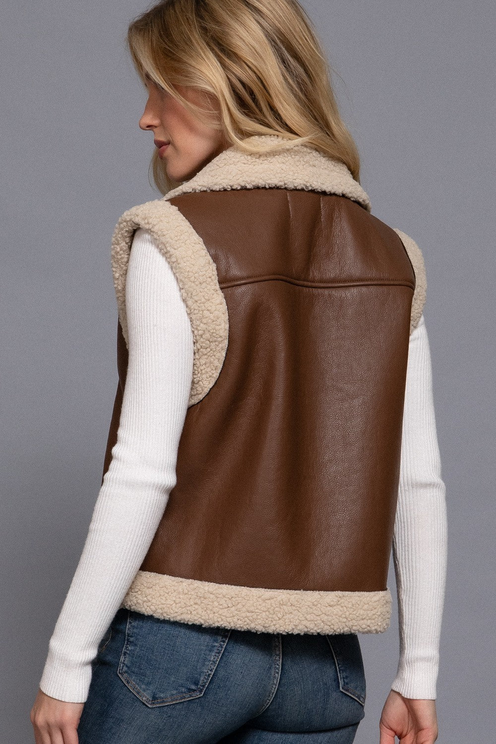 Faux Leather Inner Fur Vest