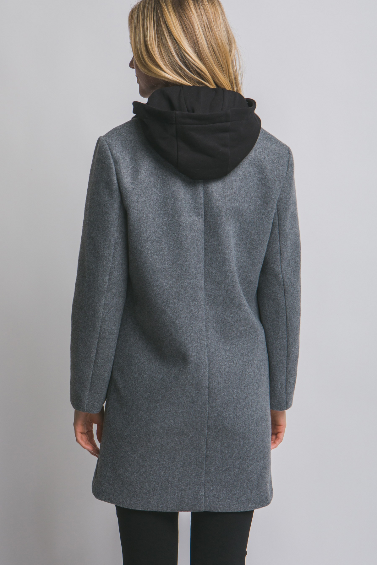 Hooded Contrast Combination Coat