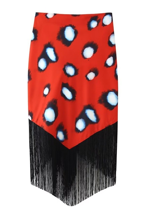 Polka Dot Fringe Wrap Skirt DOBLE
