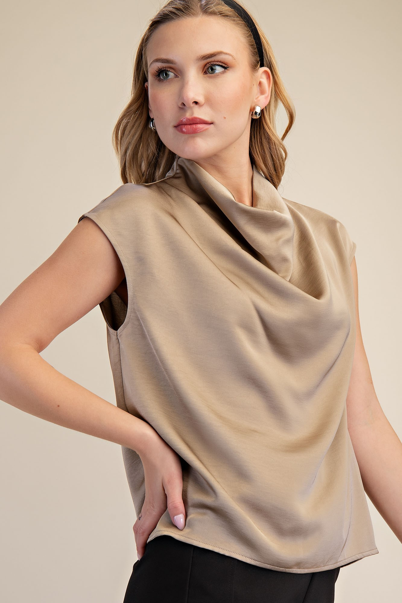 Cowl Neck Sleeveless Top