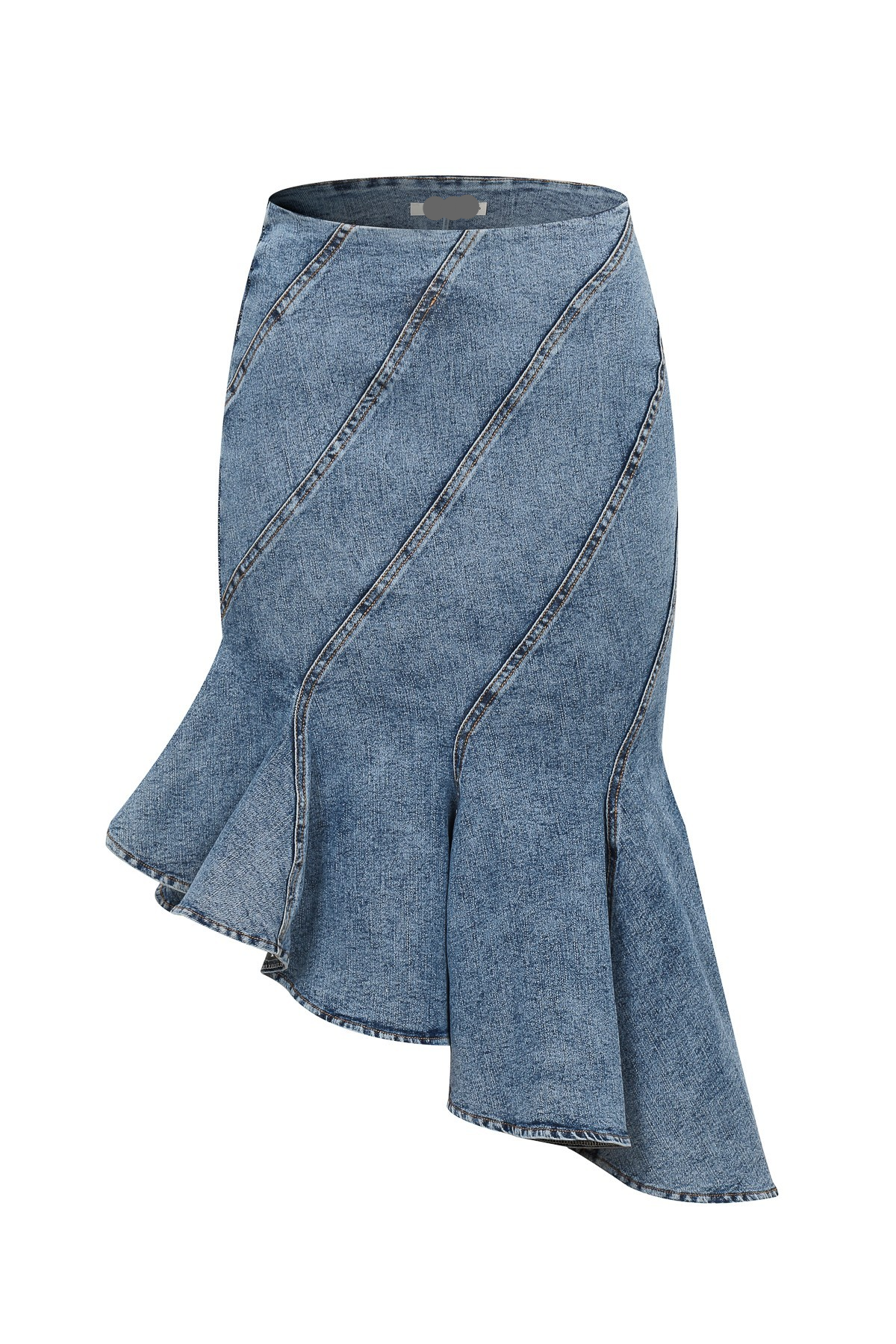 Cascade Curve Denim Skirt