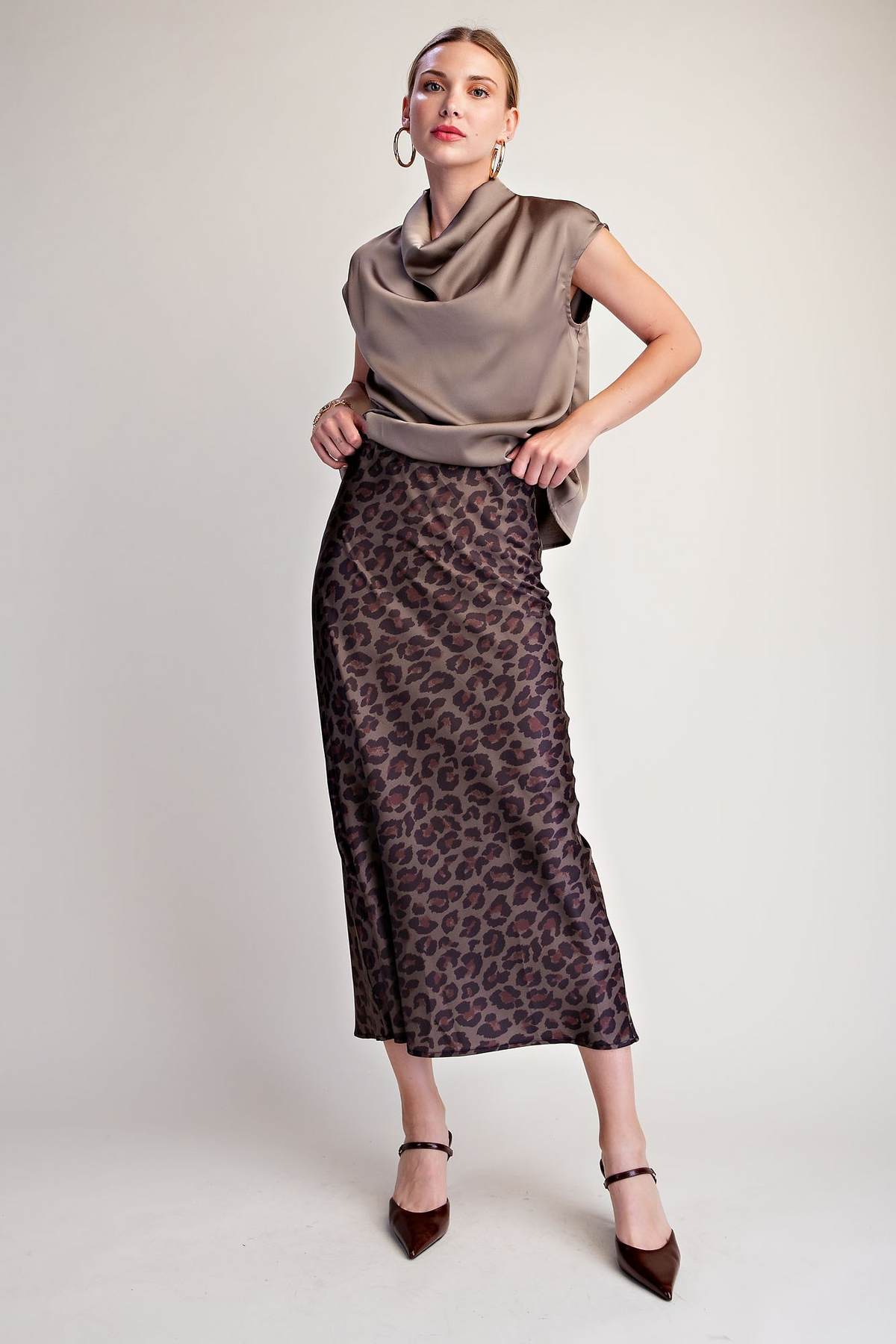 Animal Skirt High Waist Midi Length
