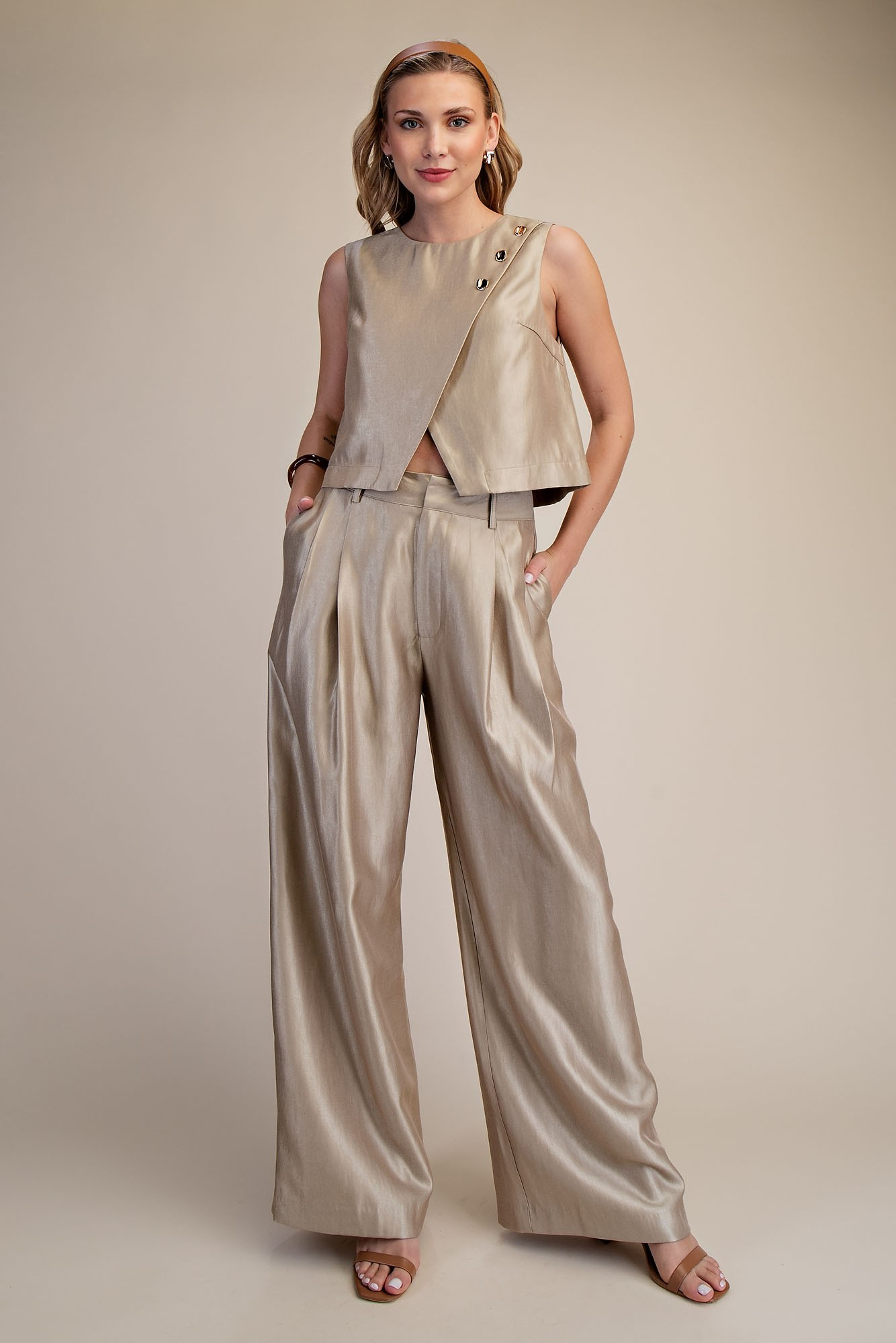 High-waisted Double Pleat Pants