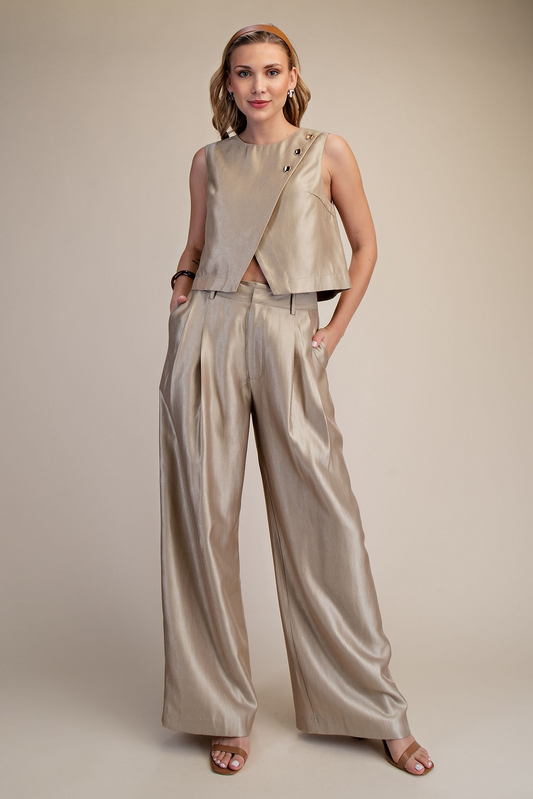 High-waisted Double Pleat Pants