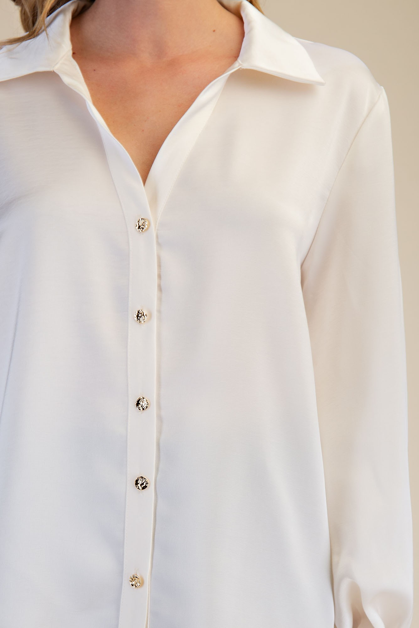 V-neck Collar Neck Button Down Shirt
