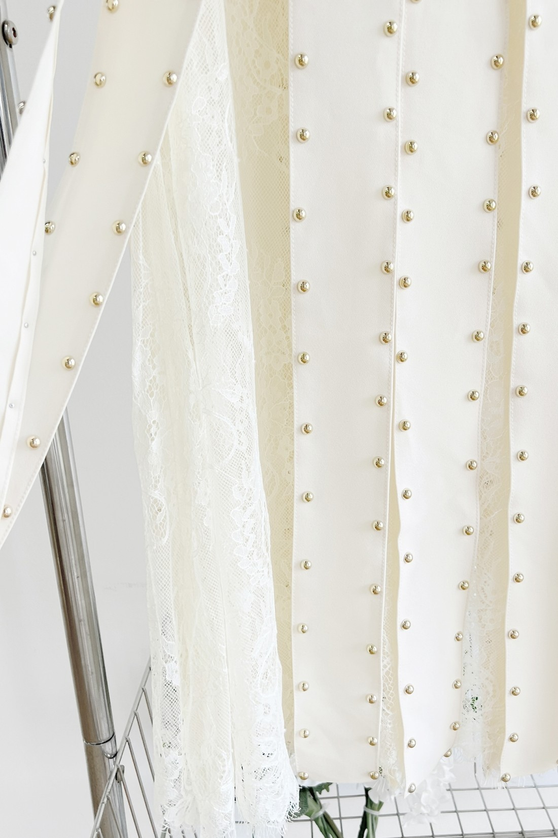 Beaded-embellished Pleated Sheer Skirt