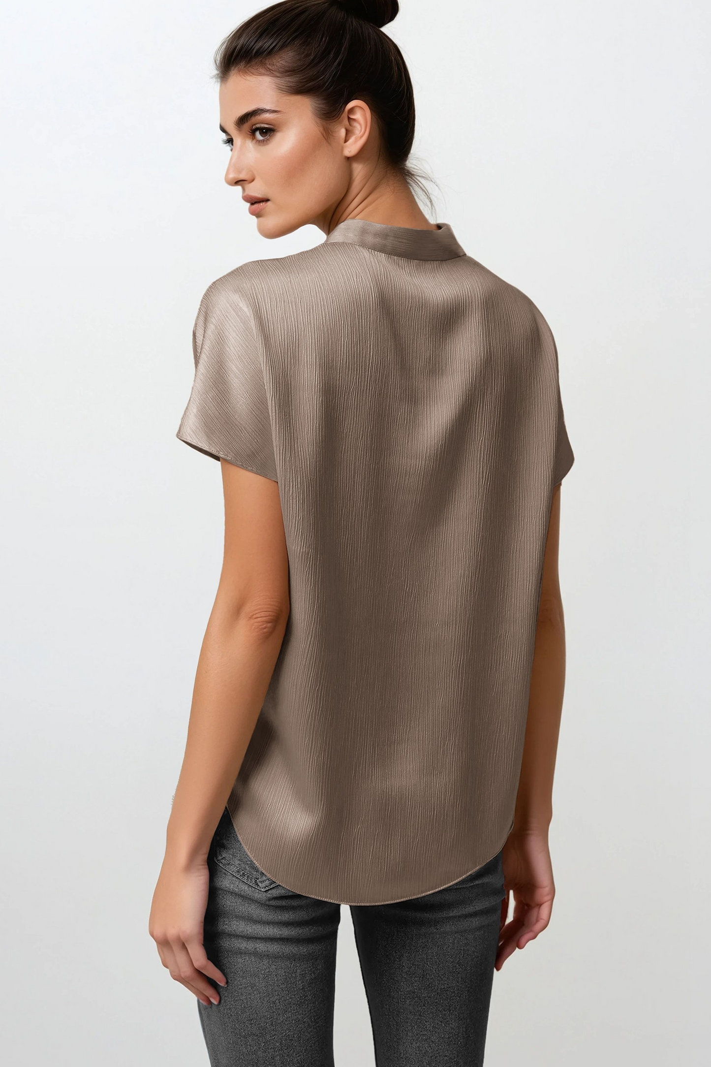 Drop Shoulder Blouse In Crinkle Satin
