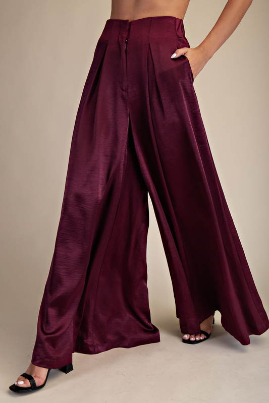 Satin A-line Palazzo Pants