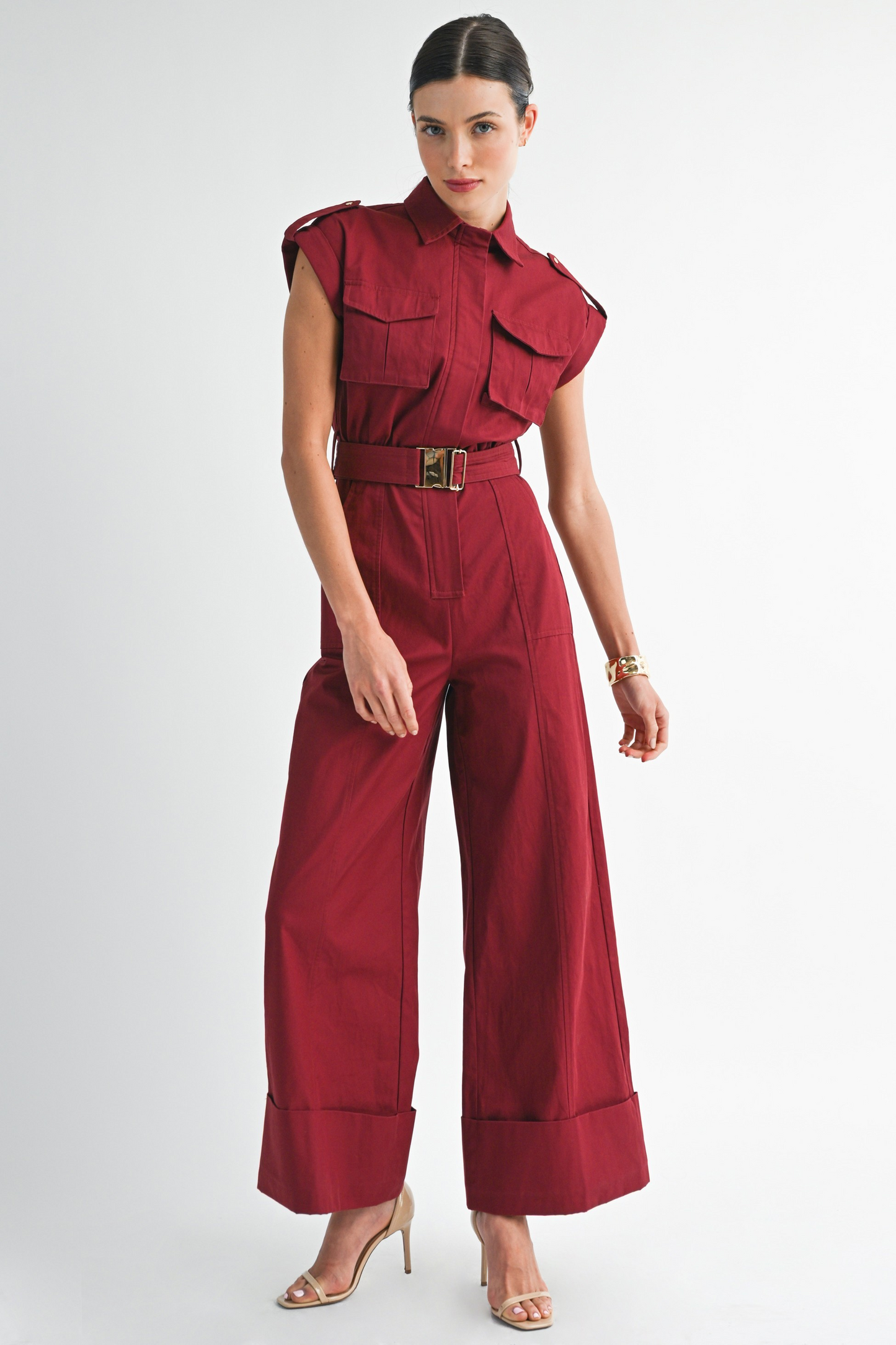 Utility Belted Wide-leg Jumpsuit