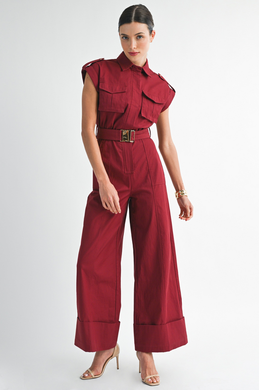 Utility Belted Wide-leg Jumpsuit