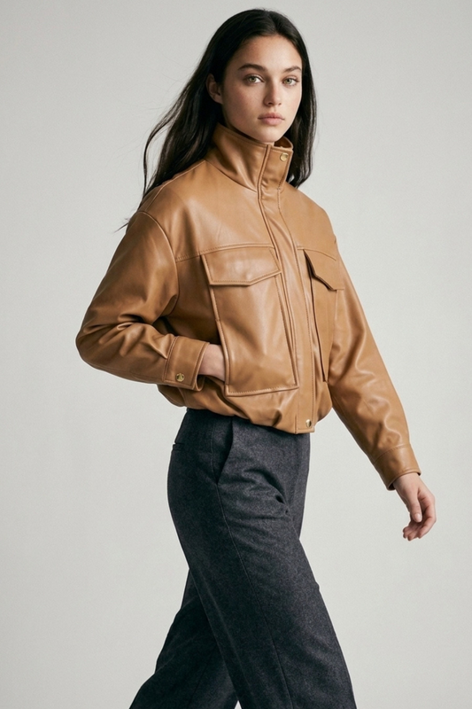 Faux Leather Bomber Jacket
