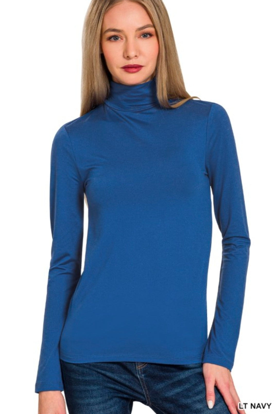 Basic Premium Microfiber Mock Neck Top